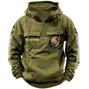 Turbo Sports Car Tactical Quarter Zip Hoodie, Exclusive Logo Hoodie For Car Enthusiasts CAR164 - Army Green