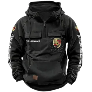 Track Day Machine Tactical Quarter Zip Hoodie, Exclusive Logo Hoodie For Car Enthusiasts CAR164 - Black