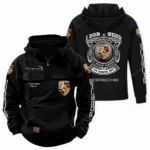 Racing-Inspired Vehicle Tactical Quarter Zip Hoodie, Exclusive Logo Hoodie For Car Enthusiasts CAR106 - Black