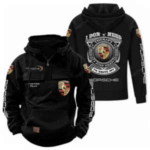 Racing-Inspired Vehicle Tactical Quarter Zip Hoodie, Exclusive Logo Hoodie For Car Enthusiasts CAR106 - Black