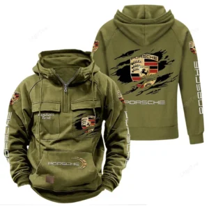 Sports Car Tactical Quarter Zip Hoodie, Exclusive Logo Hoodie For Car Enthusiasts CAR122 - Army Green