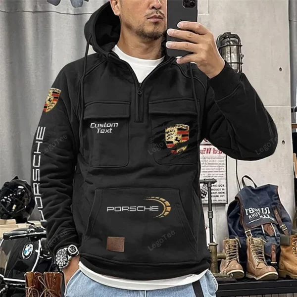 Performance Car Tactical Quarter Zip Hoodie, Exclusive Logo Hoodie For Car Enthusiasts CAR122 - Black - Image 2