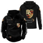 Iconic Sports Vehicle Tactical Quarter Zip Hoodie, Exclusive Logo Hoodie For Car Enthusiasts CAR960 - Black