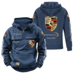 Sports Car Tactical Quarter Zip Hoodie, Exclusive Logo Hoodie For Car Enthusiasts CAR960 - Dark Blue
