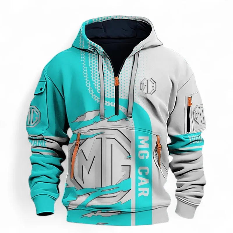 Practical SUV Hoodie Half Zip 3D, Adventure-Ready Hoodie For Car Lovers CAR396 - Cyan