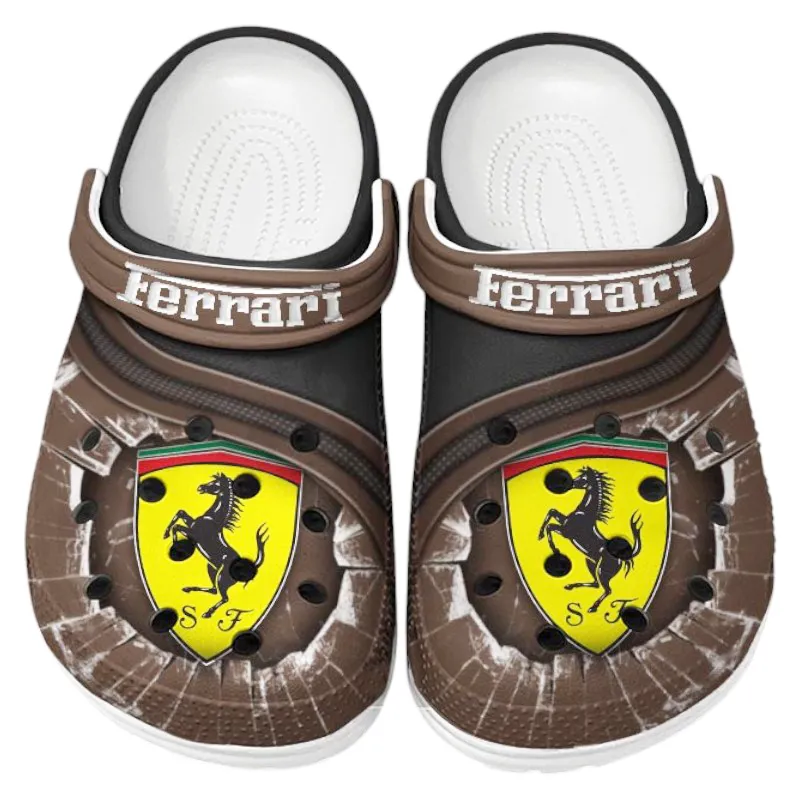 Precision Engineered Car Lover’s All Over Print Clog, Slip-On Shoes for Daily Comfort and Garage Style CAR188 - Brown