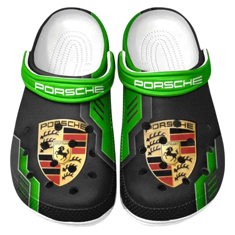 Precision Handling Car Culture Clog, Stylish All Over Print Lightweight Shoes for Auto Fans and Streetwear Style CAR185 - Green