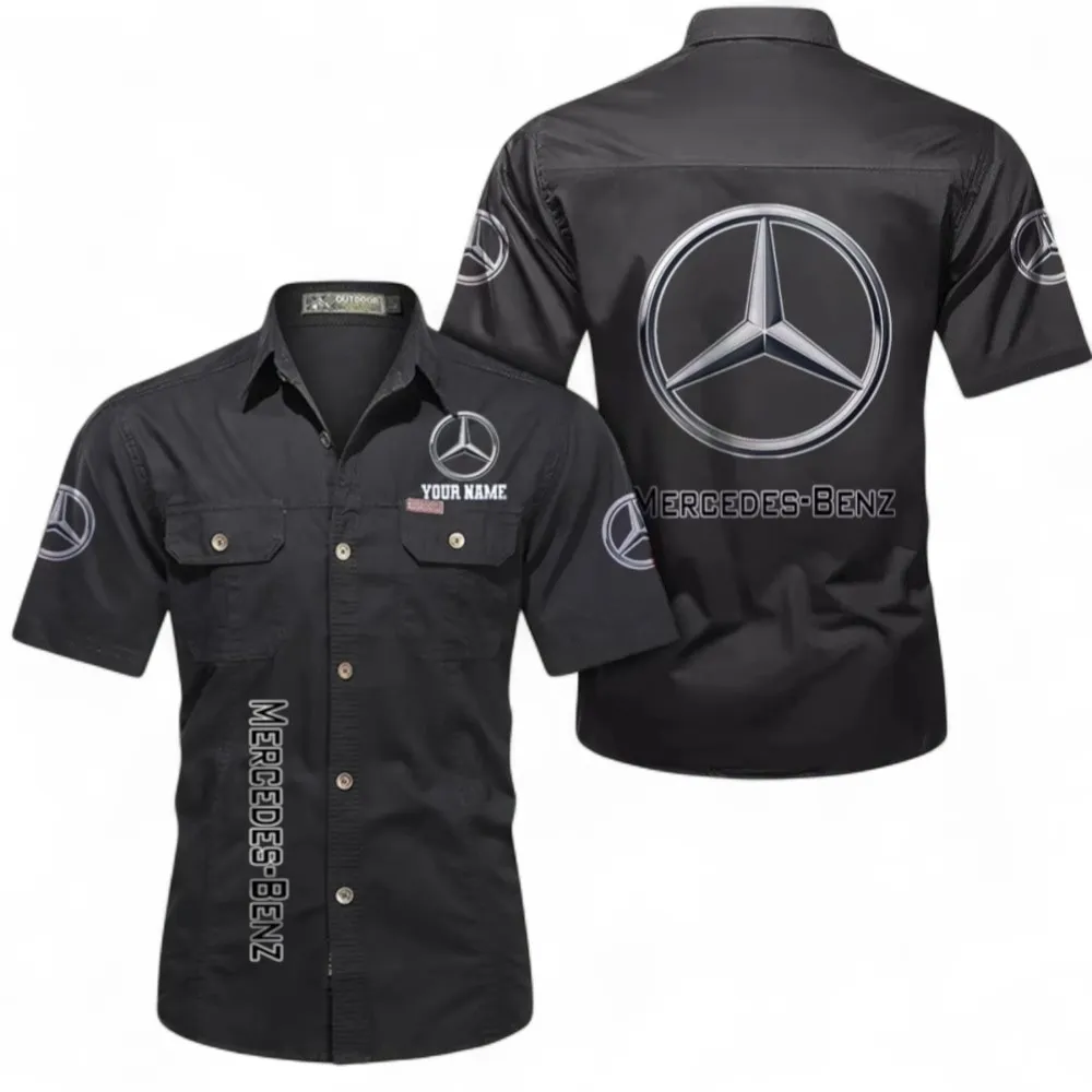 Premium SUV Men's Casual Short Sleeved Shirt, Custom Name CAR392 - Black