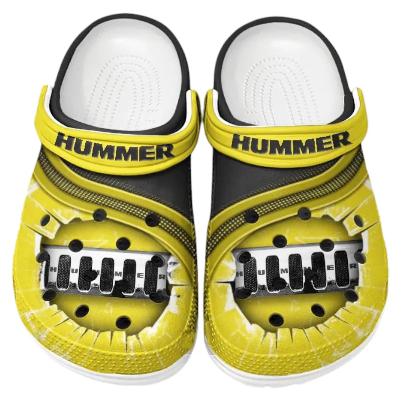 Premium Utility Vehicle Culture Clog, Stylish All Over Print Lightweight Shoes for Auto Fans and Streetwear Style CAR188 - Yellow