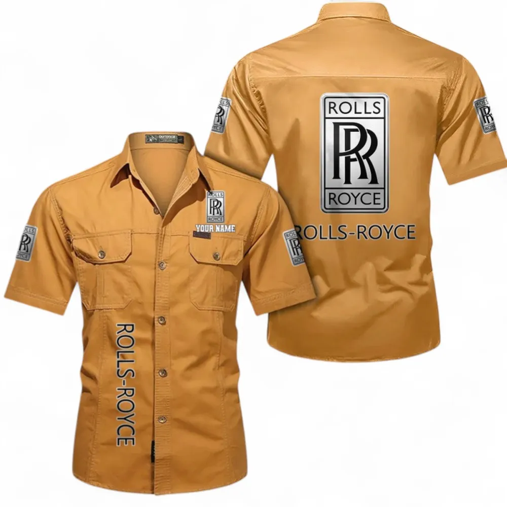 Prestige Sedan Men's Short Sleeved Cotton Shirt, Custom Name CAR392 - Turmeric