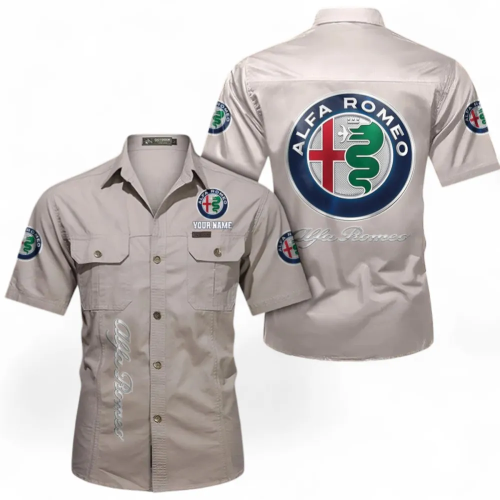 Racing Heritage Classic Short Sleeve Shirt, Custom Name CAR392 - Beige