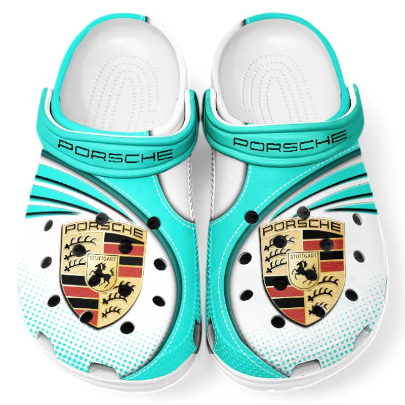 Racing-Inspired Vehicle Culture Clog, Stylish All Over Print Lightweight Shoes for Auto Fans and Streetwear Style CAR181 - Cyan