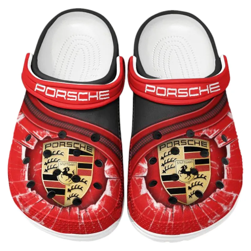 Racing-Inspired Vehicle Culture Clog, Stylish All Over Print Lightweight Shoes for Auto Fans and Streetwear Style CAR188 - Red