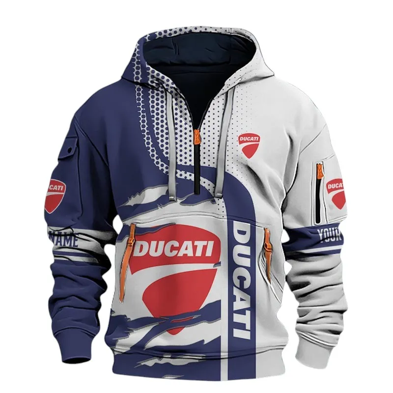 Racing Legend Hoodie Half Zip 3D, Everyday Casual Hoodie For Car Lovers CAR398 - Blue