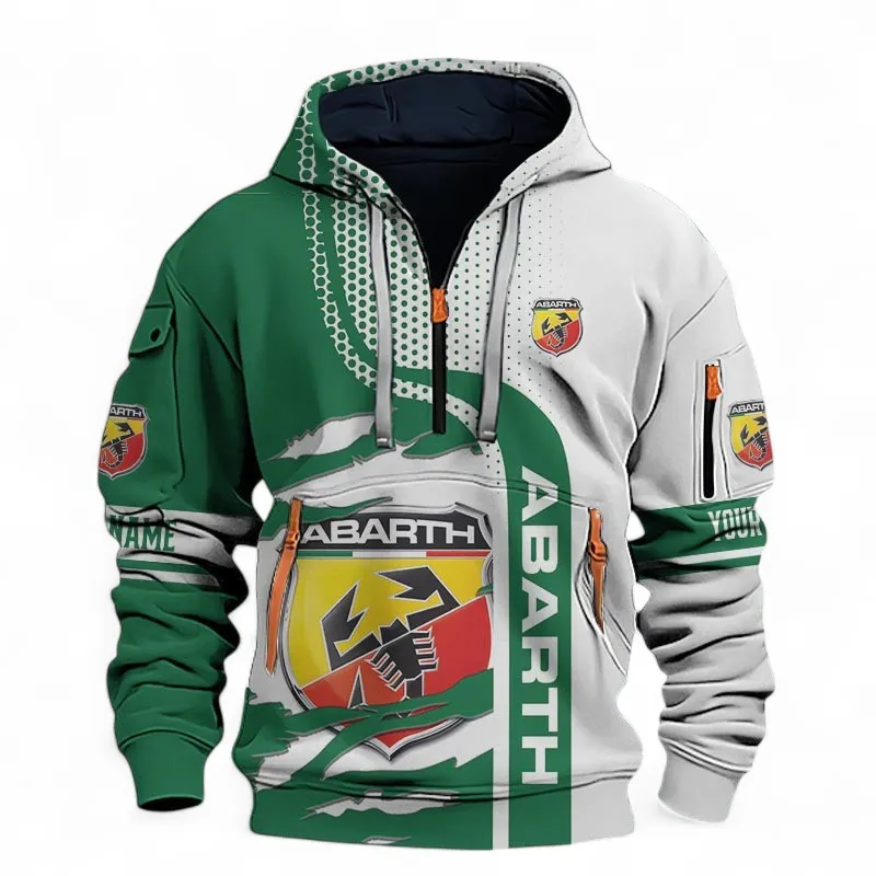 Rally Car Hoodie Half Zip 3D, Rugged Casual Fit Hoodie For Car Lovers CAR396 - Green