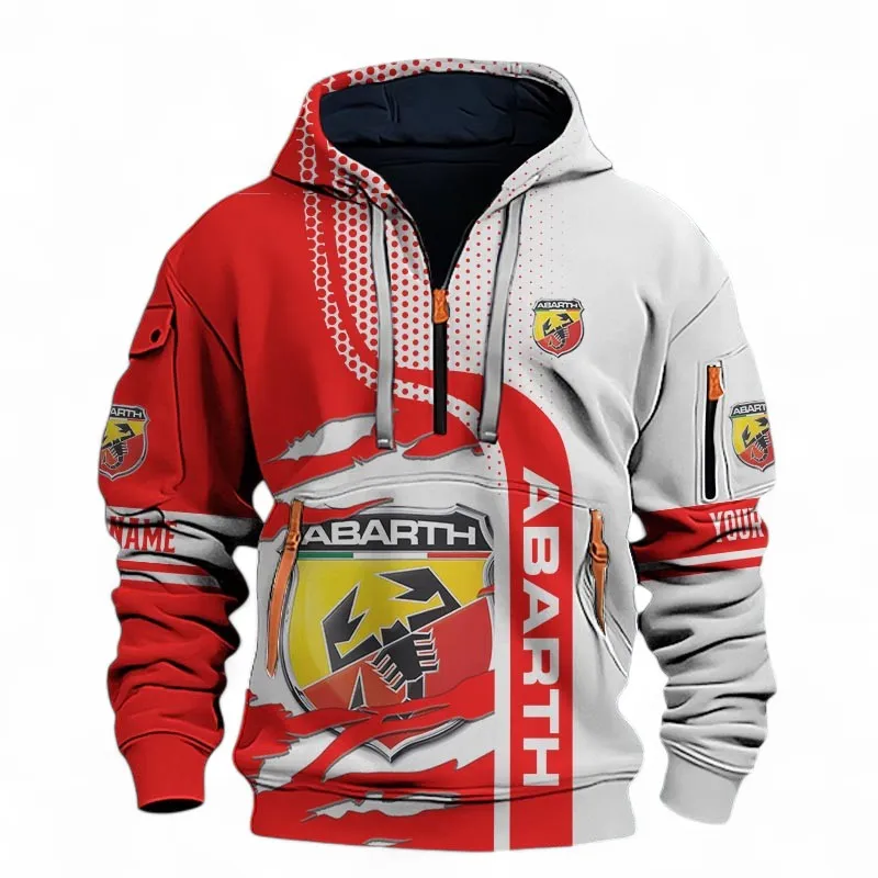 Rally Car Hoodie Half Zip 3D, Streetwear Casual Outfit For Car Lovers CAR396 - Red