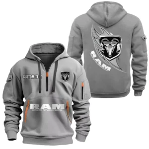 Hoodie Half Zipper Exclusive Logo Gift For Heavy-Duty Truck Enthusiasts CAR170 - Gray