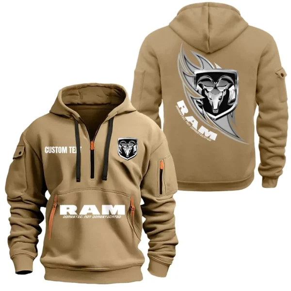 Hoodie Half Zipper Exclusive Logo Gift For Power Pickup Enthusiasts CAR170 - Khaki