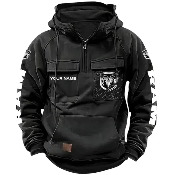Heavy-Duty Truck Maker Tactical Quarter Zip Hoodie, Exclusive Logo Hoodie For Car Enthusiasts CAR164 - Black