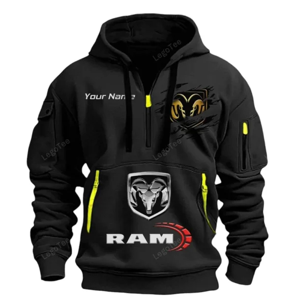 Hoodie Half Zipper Exclusive Logo Gift For Strong Utility Pickup Enthusiasts CAR113 - Black