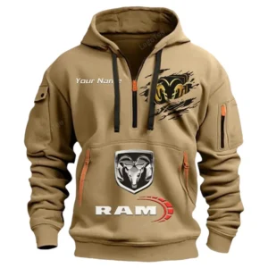 Hoodie Half Zipper Exclusive Logo Gift For Pickup Truck Enthusiasts CAR113 - Khaki