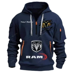 Hoodie Half Zipper Exclusive Logo Gift For Heavy-Duty Truck Enthusiasts CAR113 - Navy