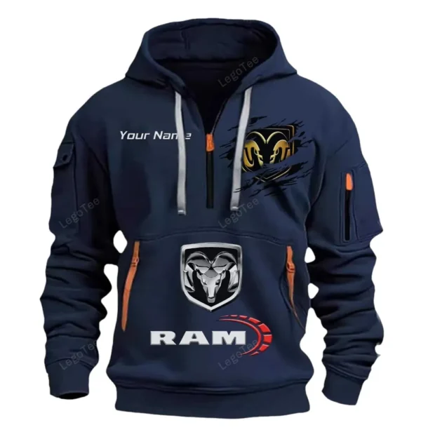 Hoodie Half Zipper Exclusive Logo Gift For Heavy-Duty Truck Enthusiasts CAR113 - Navy