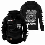 Professional Hauling Truck Tactical Quarter Zip Hoodie, Exclusive Logo Hoodie For Car Enthusiasts CAR106 - Black