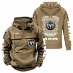 Strong Utility Pickup Tactical Quarter Zip Hoodie, Exclusive Logo Hoodie For Car Enthusiasts CAR106 - Khaki