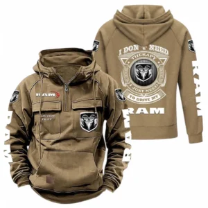 Strong Utility Pickup Tactical Quarter Zip Hoodie, Exclusive Logo Hoodie For Car Enthusiasts CAR106 - Khaki