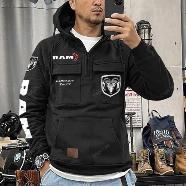Full-Size Pickup Manufacturer Tactical Quarter Zip Hoodie, Exclusive Logo Hoodie For Car Enthusiasts CAR960 - Black - Image 2