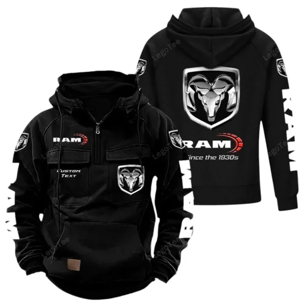 Full-Size Pickup Manufacturer Tactical Quarter Zip Hoodie, Exclusive Logo Hoodie For Car Enthusiasts CAR960 - Black