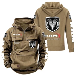 Tough Truck Brand Tactical Quarter Zip Hoodie, Exclusive Logo Hoodie For Car Enthusiasts CAR960 - Khaki