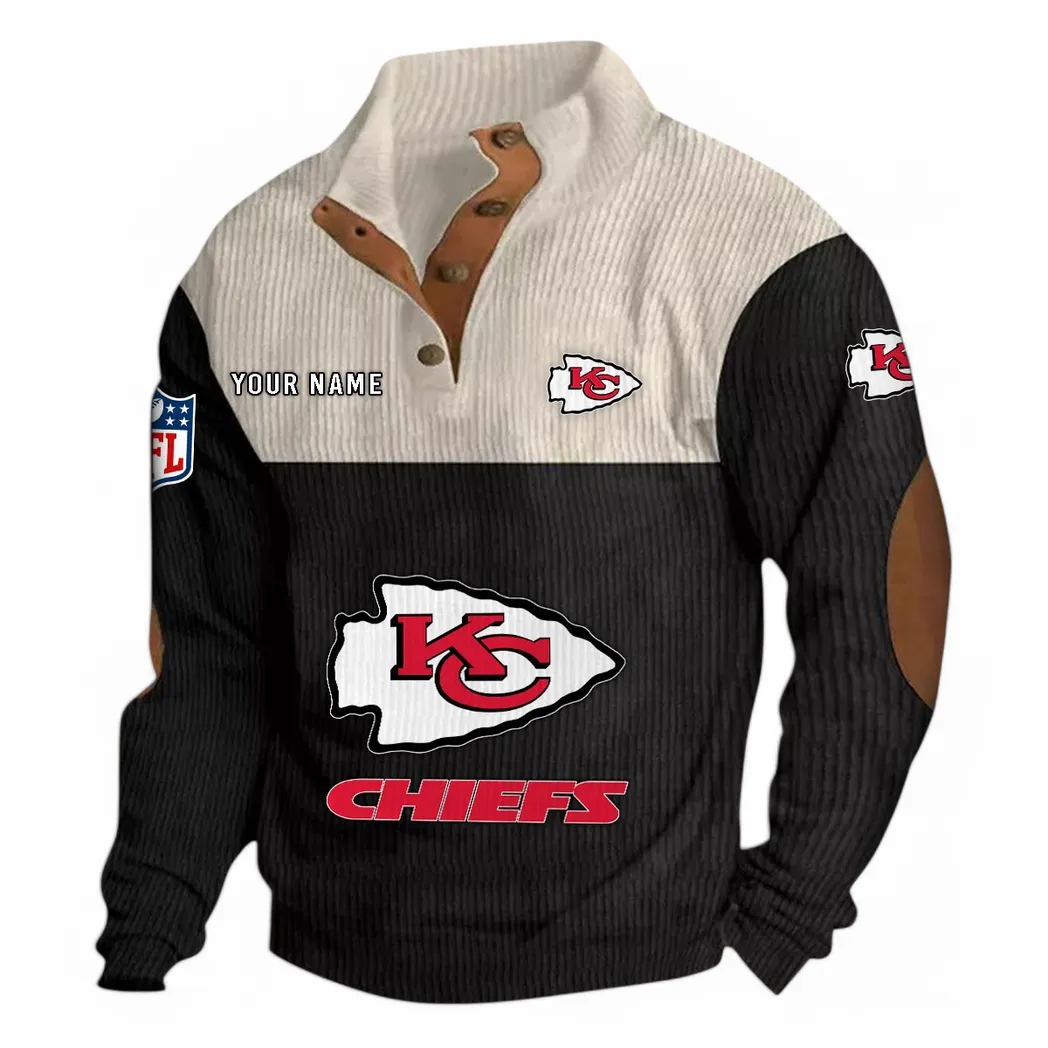 Red Crew Men's Stand Up Collar Base Shirt, Bold Supporter Sweatshirt NFL850 - Black