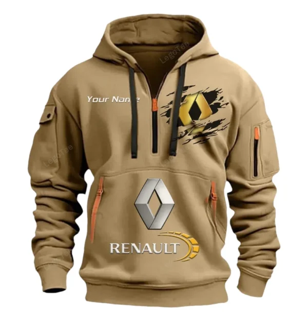 Hoodie Half Zipper Exclusive Logo Gift For City-Friendly Car Enthusiasts CAR113 - Khaki