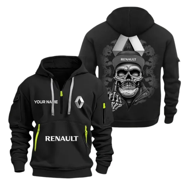 Hoodie Half Zipper Exclusive Logo Gift For European Automobile Enthusiasts CAR166 - Black