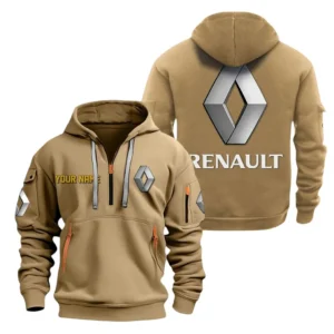 European Automobile Hoodie Half Zipper, All Over Print Hoodie Gift For European Automobile Enthusiasts CAR200 - Khaki
