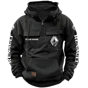 City-Friendly Car Tactical Quarter Zip Hoodie, Exclusive Logo Hoodie For Car Enthusiasts CAR164 - Black