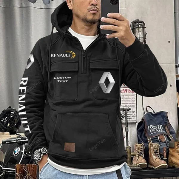 Family Sedan Tactical Quarter Zip Hoodie, Exclusive Logo Hoodie For Car Enthusiasts CAR106 - Black - Image 2