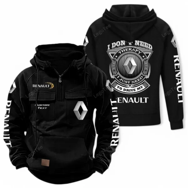 Family Sedan Tactical Quarter Zip Hoodie, Exclusive Logo Hoodie For Car Enthusiasts CAR106 - Black