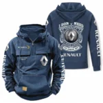 Practical Crossover Tactical Quarter Zip Hoodie, Exclusive Logo Hoodie For Car Enthusiasts CAR106 - Dark Blue