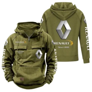 Passenger Vehicle Tactical Quarter Zip Hoodie, Exclusive Logo Hoodie For Car Enthusiasts CAR960 - Army Green