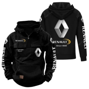 European Automobile Tactical Quarter Zip Hoodie, Exclusive Logo Hoodie For Car Enthusiasts CAR960 - Black
