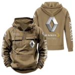 Compact Hatchback Tactical Quarter Zip Hoodie, Exclusive Logo Hoodie For Car Enthusiasts CAR960 - Khaki