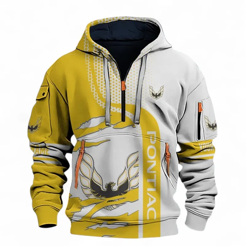 Retro American Car Hoodie Half Zip 3D, Everyday Casual Hoodie For Car Lovers CAR396 - Yellow