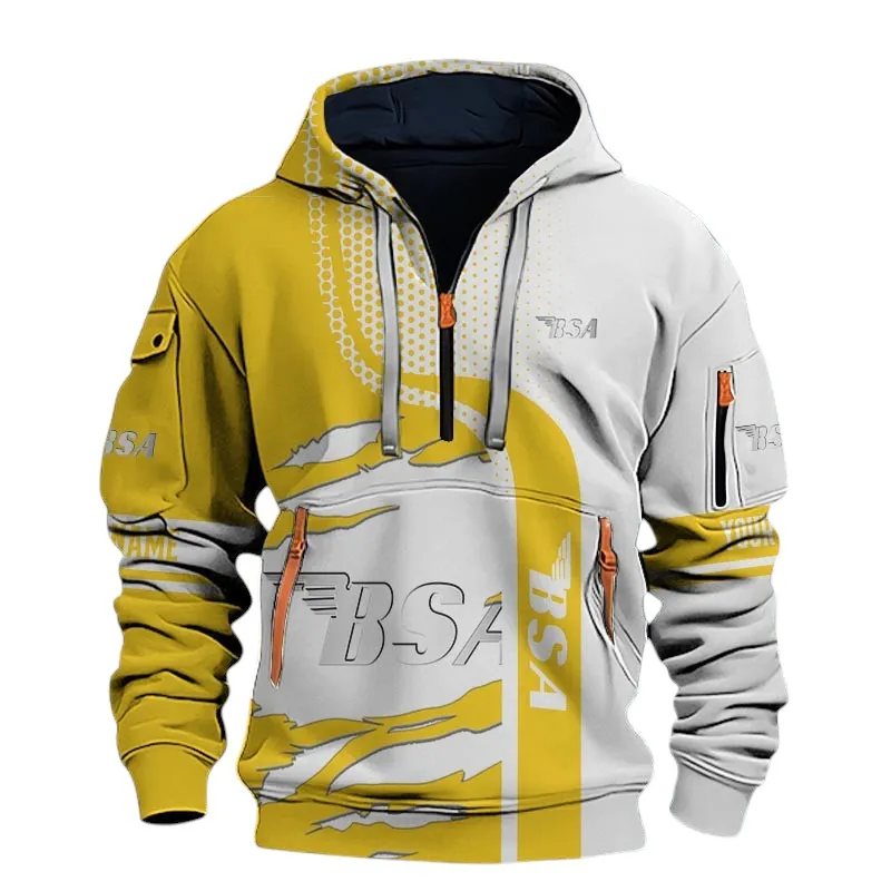Retro Cruiser Hoodie Half Zip 3D, Sporty & Street-Ready Hoodie For Car Lovers CAR398 - Yellow