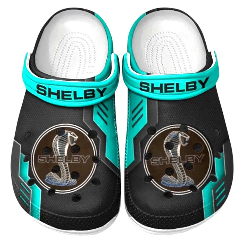 Retro-Inspired Car Culture Clog, Stylish All Over Print Lightweight Shoes for Auto Fans and Streetwear Style CAR185 - Cyan