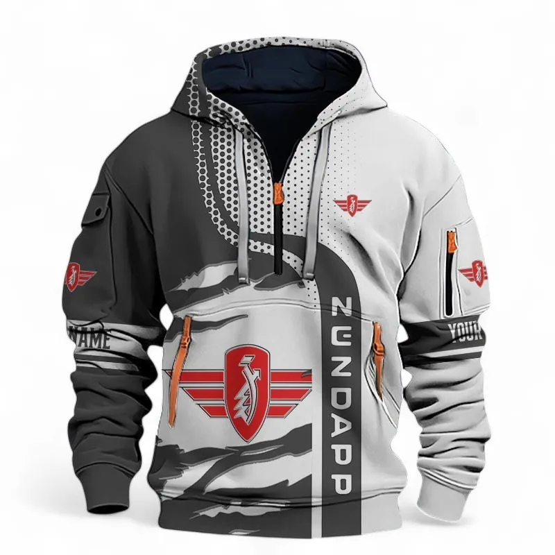 Retro Street Bike Hoodie Half Zip 3D, Sporty Urban Look Hoodie For Car Lovers CAR398 - Black