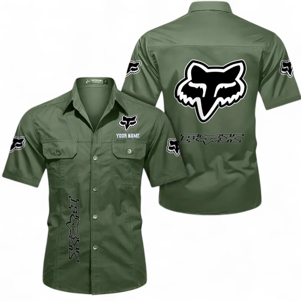 Rider Equipment Men's Short Sleeve Cotton Shirt, Custom Name CAR392 - Army Green
