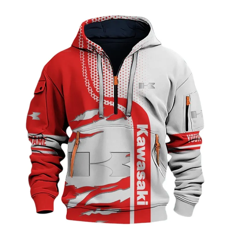 Rider’s Choice Bike Hoodie Half Zip 3D, Adventure & Urban Fit Hoodie For Car Lovers CAR398 - Red